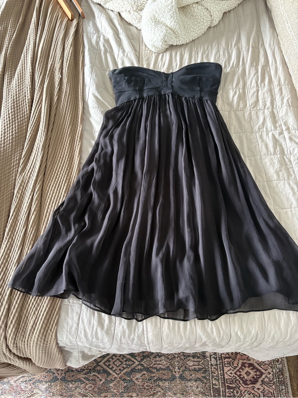 Vintage Diane Von Furstenberg Black Strapless Silk Cocktail Dress